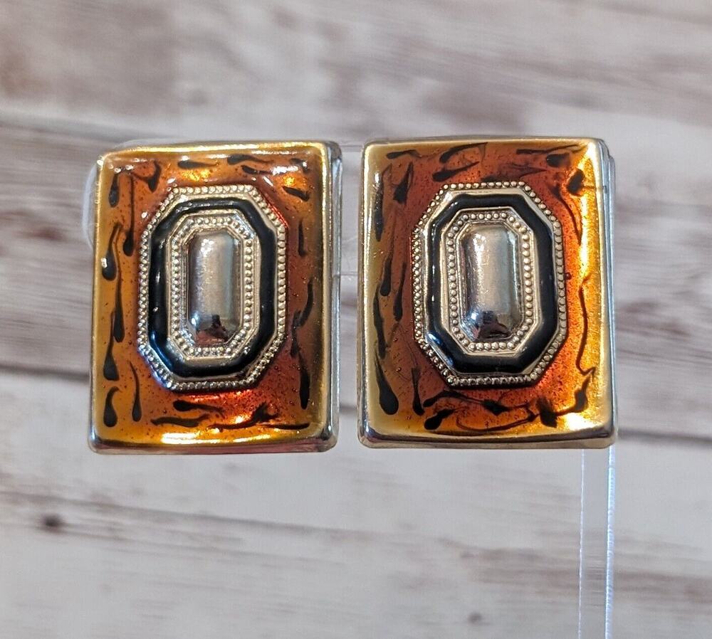 Vintage Clip On Earrings - Stunning & Unusual Statement Earrings - Orange